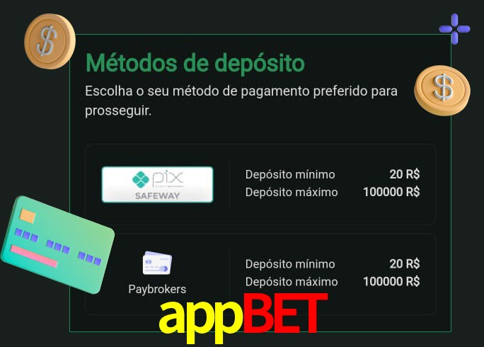 O cassino appbet oferece uma grande variedade de métodos de pagamento
